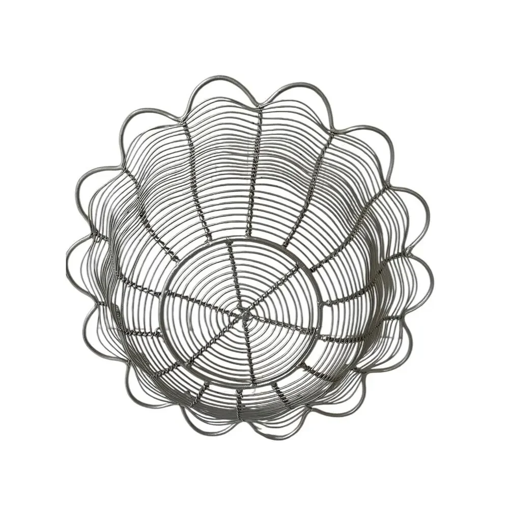 Late 20th Century Large 16” Industrial Style Grey Wire Centerpiece Basket
